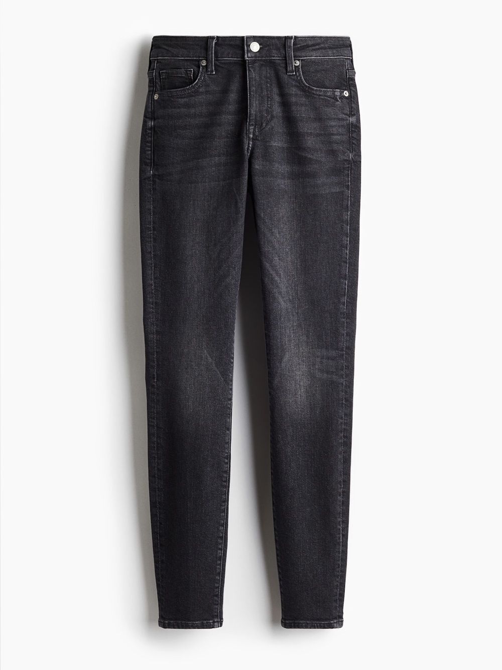 H&M Woman’s Black Denim Skinny Jeans 5-Pocket Zip Button, Size 14
